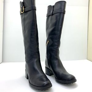 Authentic Salvatore Ferragamo Fersea Black Leather Knee High Tall Riding Boots